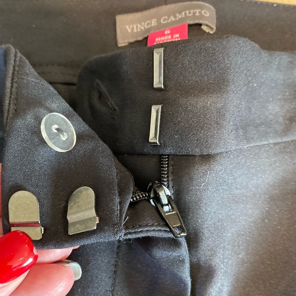 Vince Camuto Black Flat Front Pants - Size Women's 6 side slit hem - Picture 6 of 8